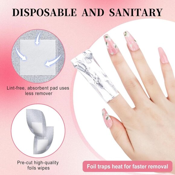 Nail Foil - 300PCS Foil Nail Wraps Gel Nail Polish Remover Foil Wraps for Nails, - Picture 7 of 7
